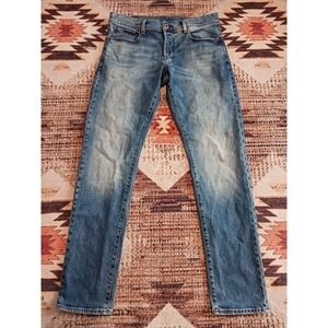G Star Raw Jeans Mens 33 Blue Washout Faded 3301 Straight Tapered Denim Pants
